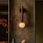 Wall Sconce | Metal & Glass With Leather Accent | 12 cm Dia x 49 cm H