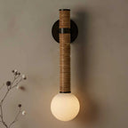 Wall Sconce | Metal & Glass With Leather Accent | 12 cm Dia x 49 cm H