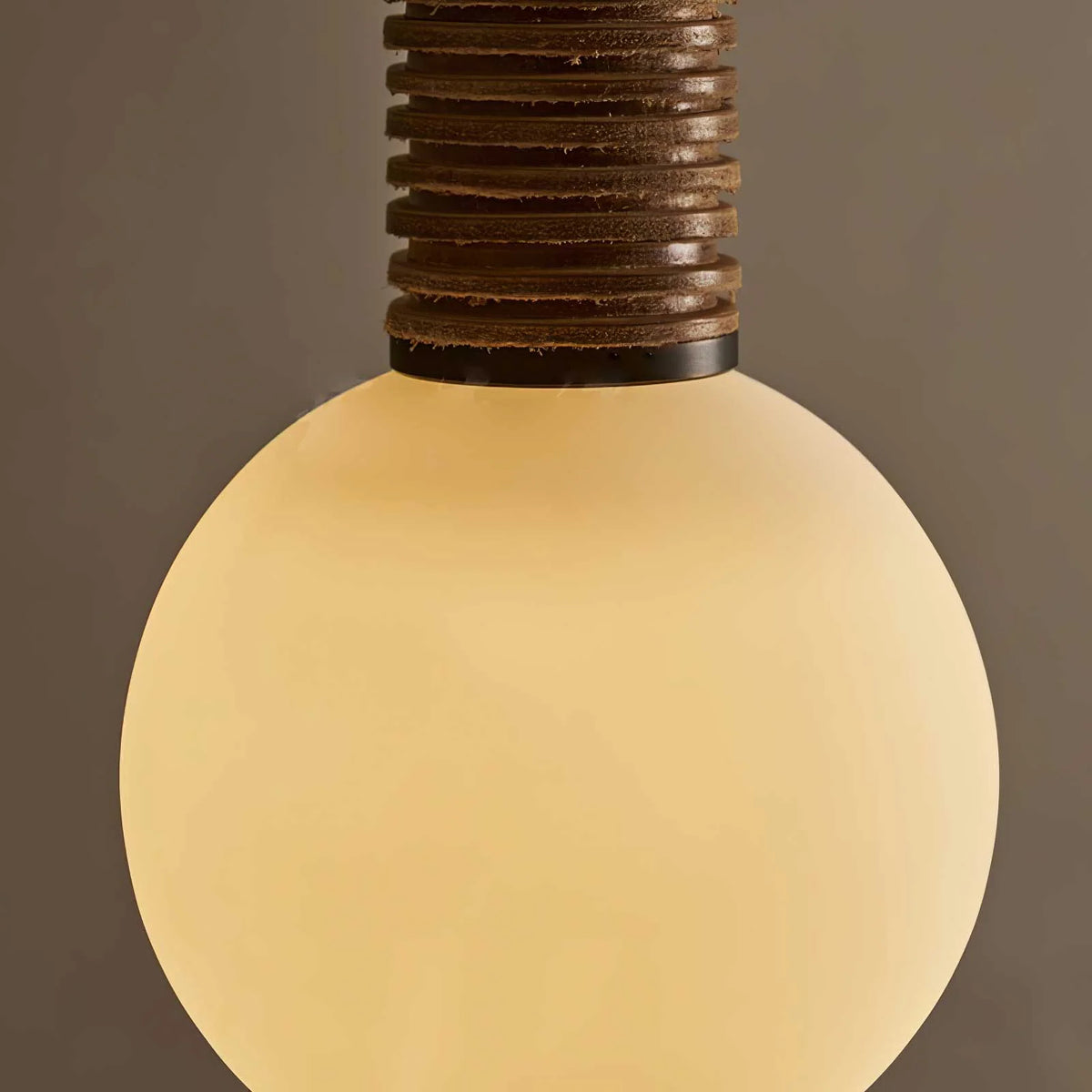 Wall Sconce | Metal & Glass With Leather Accent | 12 cm Dia x 49 cm H