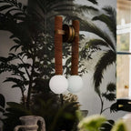 Wall Sconce | Metal & Glass With Leather Accent | 12 cm Dia x 49 cm H