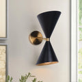 Wall Sconce | Mid-Century Black & Gold Up & Down Lighting | 2-Light