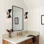 Wall Sconce | Mid-Century Black & Gold Up & Down Lighting | 2-Light