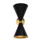 Wall Sconce | Mid-Century Black & Gold Up & Down Lighting | 2-Light