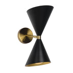 Wall Sconce | Mid-Century Black & Gold Up & Down Lighting | 2-Light