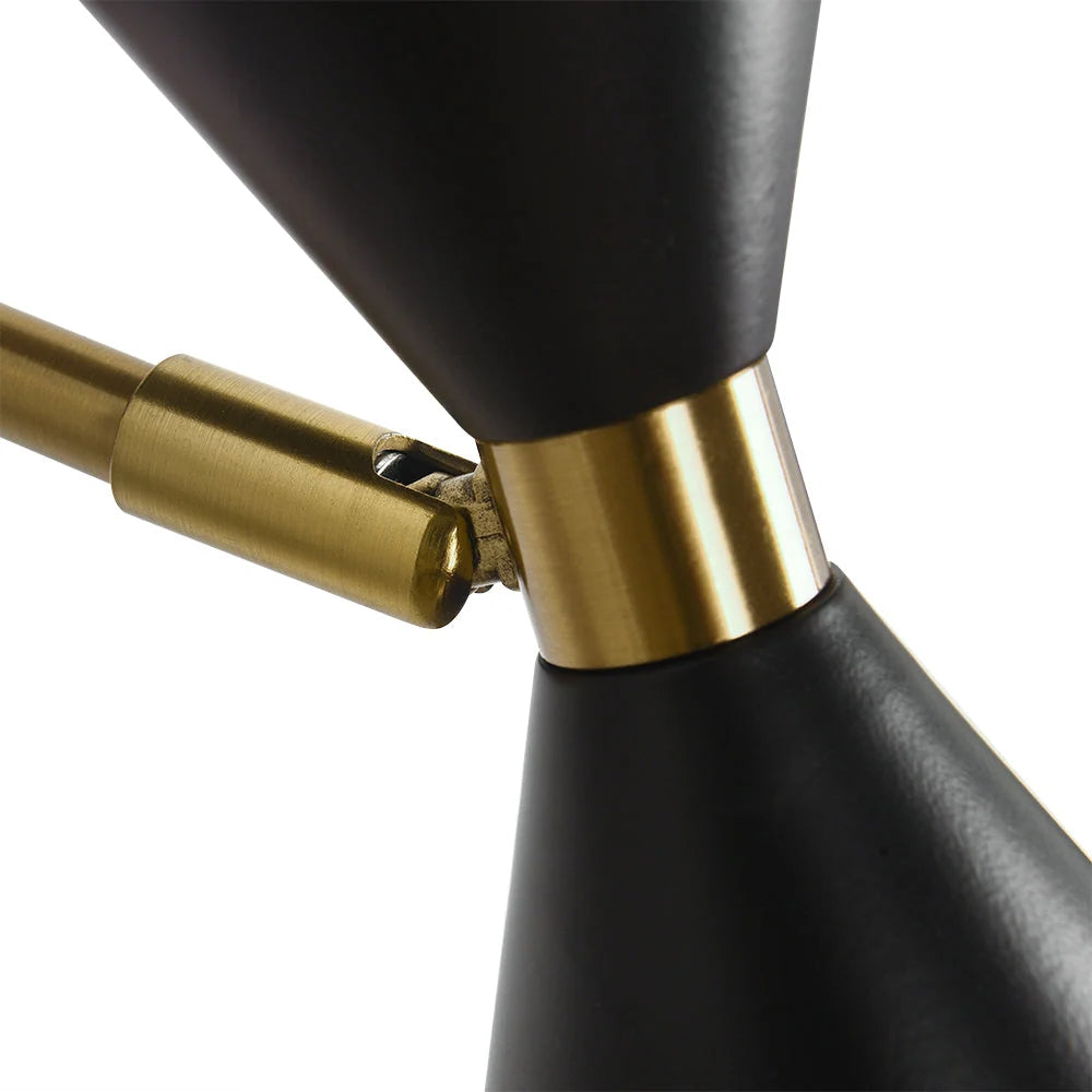 Wall Sconce | Mid-Century Black & Gold Up & Down Lighting | 2-Light