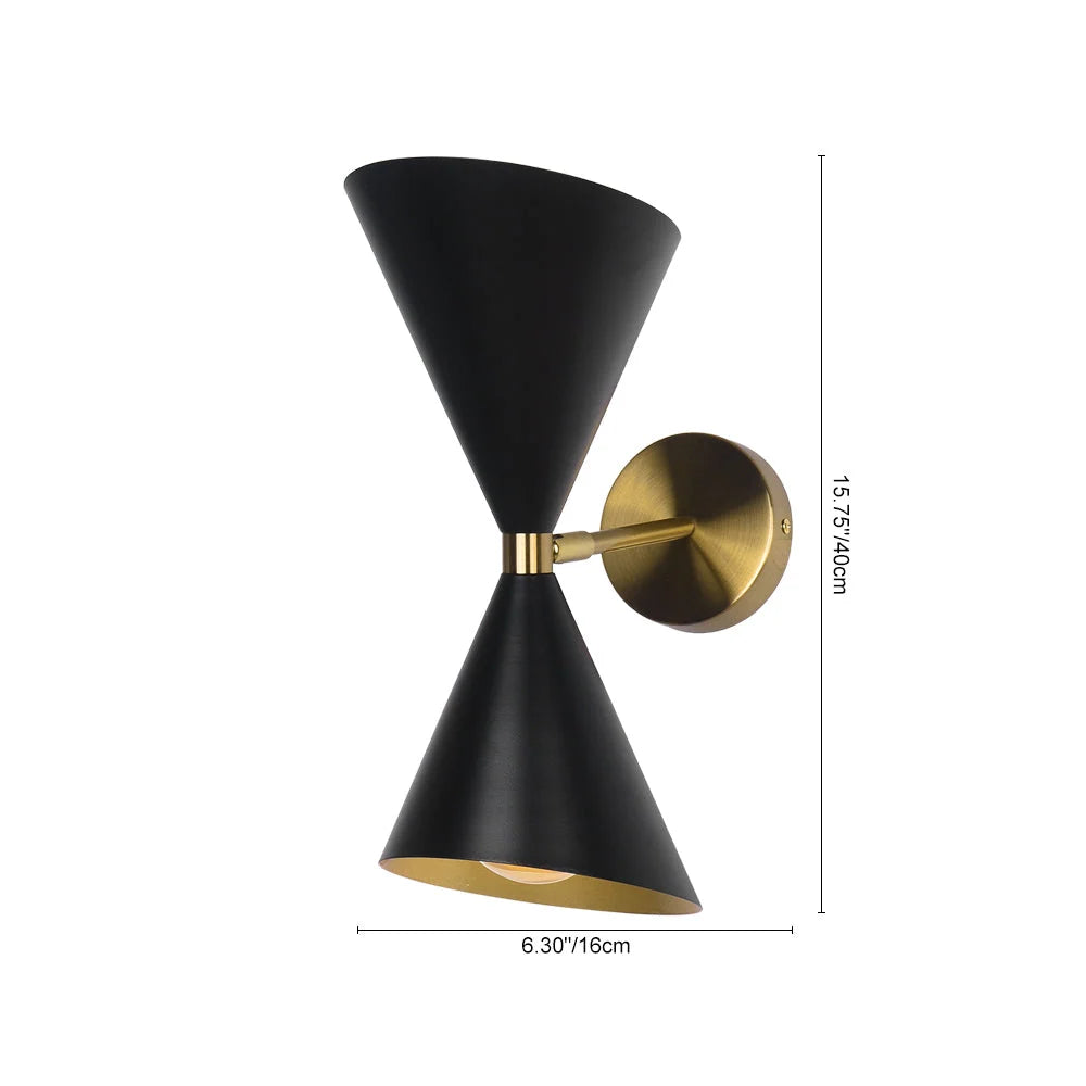 Wall Sconce | Mid-Century Black & Gold Up & Down Lighting | 2-Light