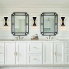 Wall Sconce | Mid-Century Black & Gold Up & Down Lighting | 2-Light