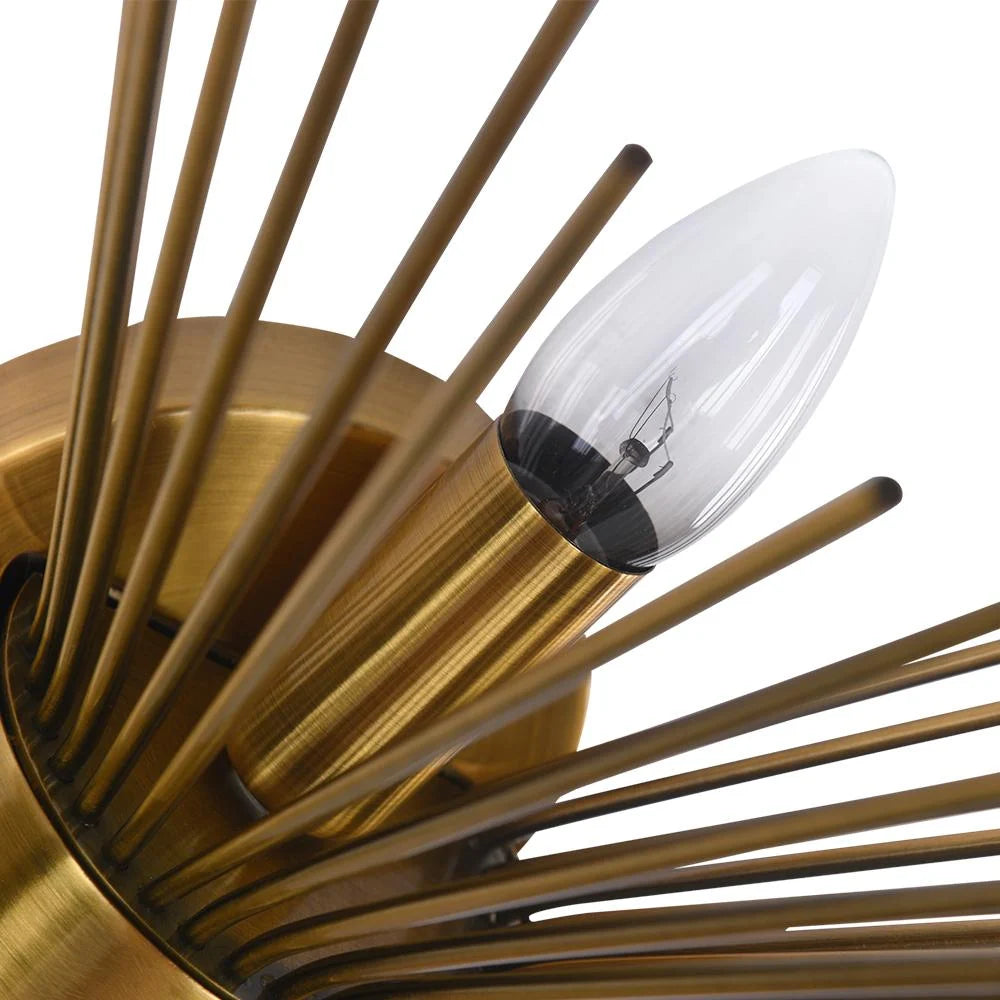 Wall Sconce | Mid-Century Starburst Brass & Dimmable