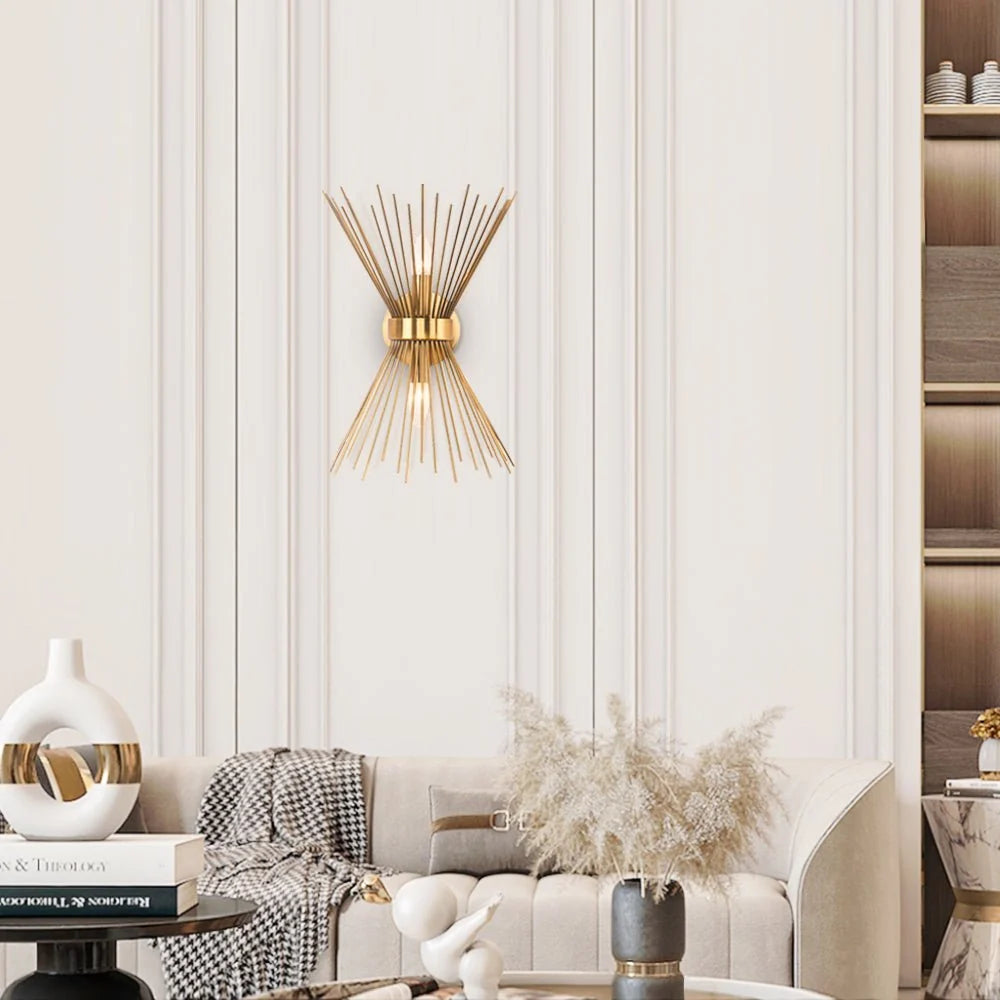 Wall Sconce | Mid-Century Starburst Brass & Dimmable