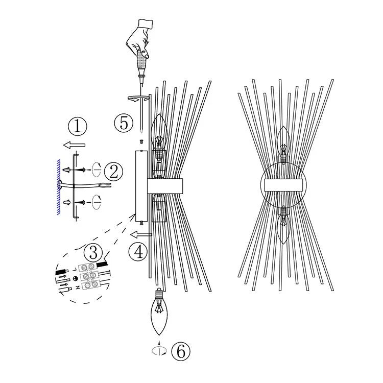 Wall Sconce | Mid-Century Starburst Brass & Dimmable