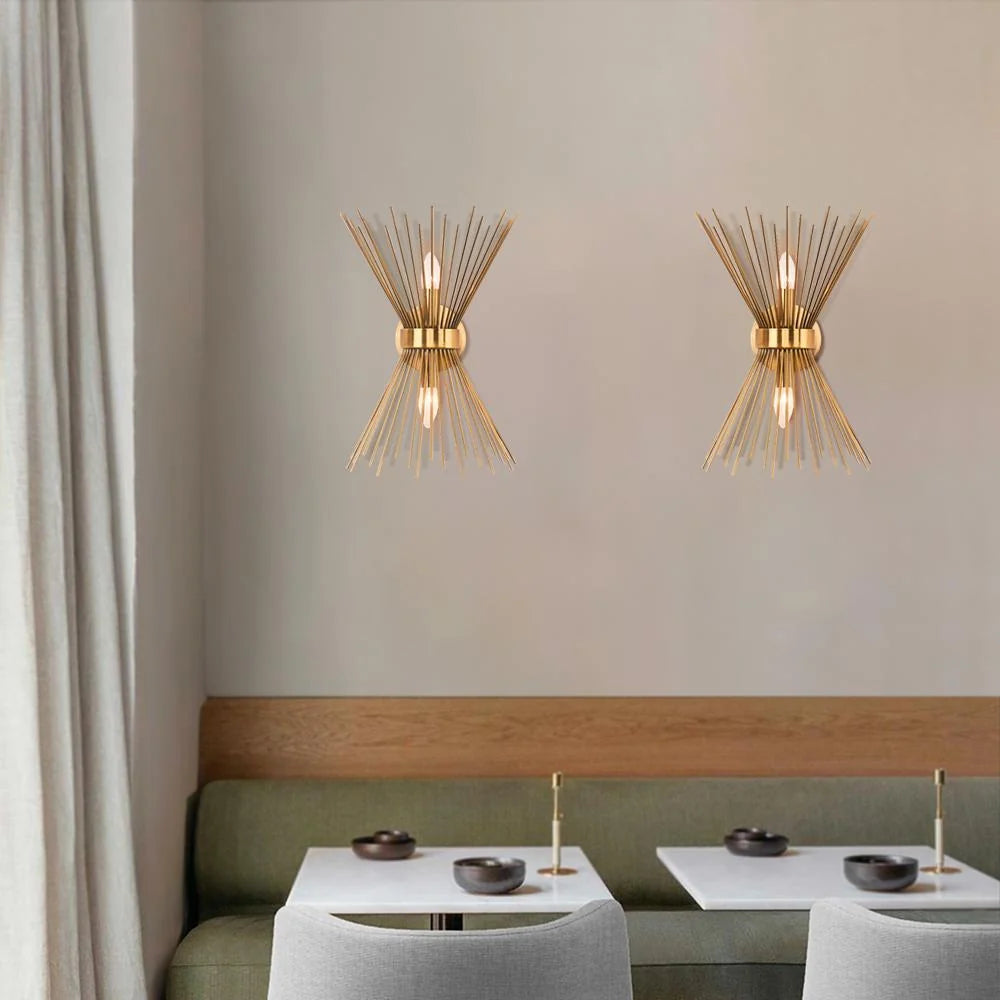 Wall Sconce | Mid-Century Starburst Brass & Dimmable
