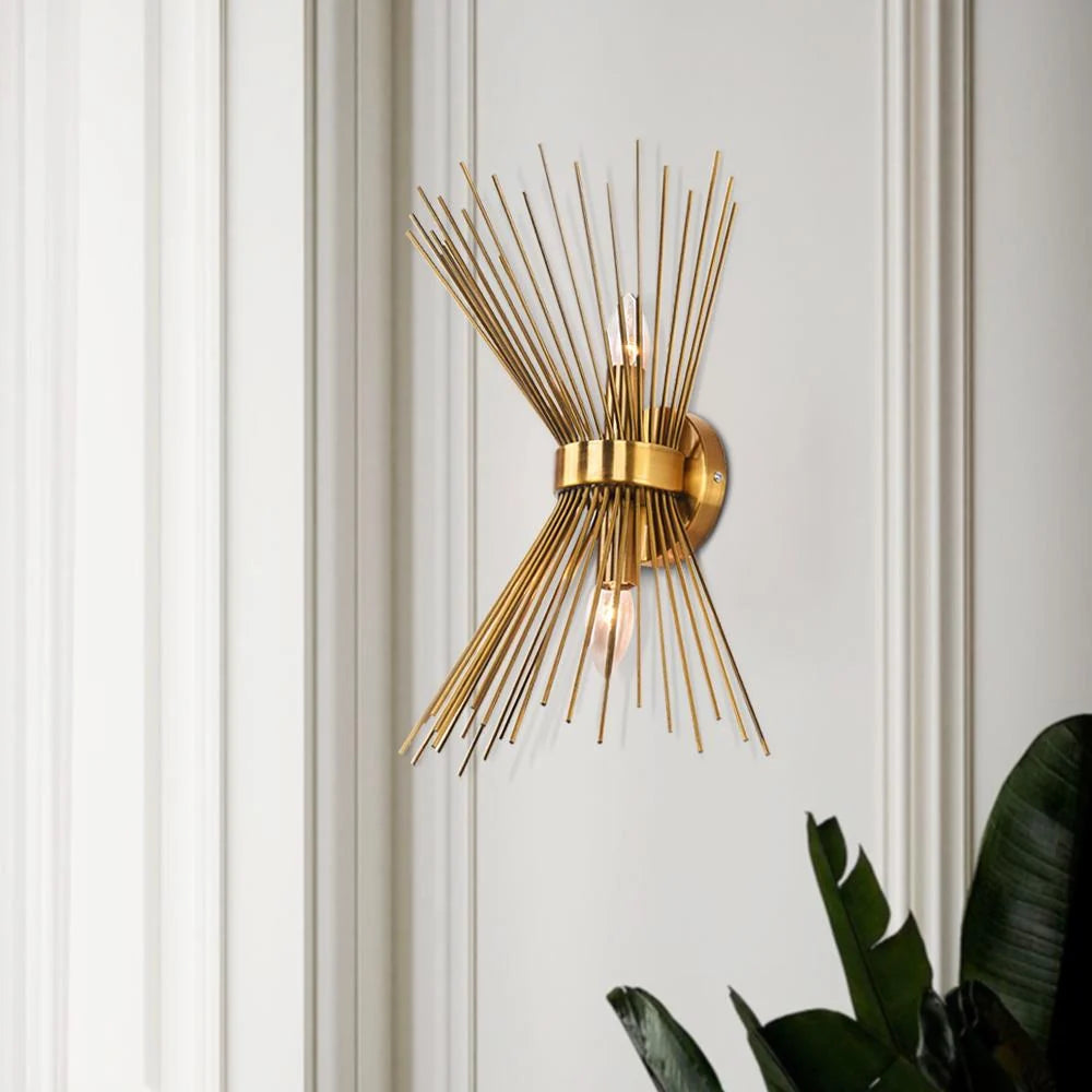 Wall Sconce | Mid-Century Starburst Brass & Dimmable
