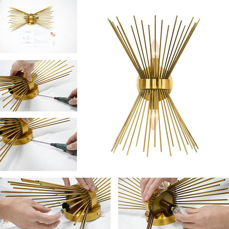Wall Sconce | Mid-Century Starburst Brass & Dimmable
