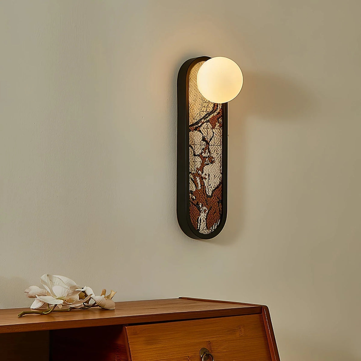 Wall Sconce | Mosaic Fabric Shade & Metal Body
