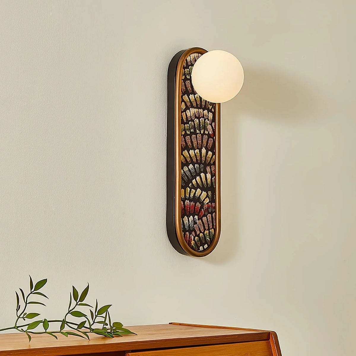Wall Sconce | Mosaic Fabric Shade & Metal Body