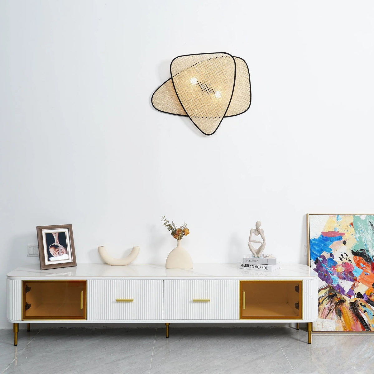 Wall Sconce | Natural Bamboo & Black Metal | Ø33 & Ø46 cm