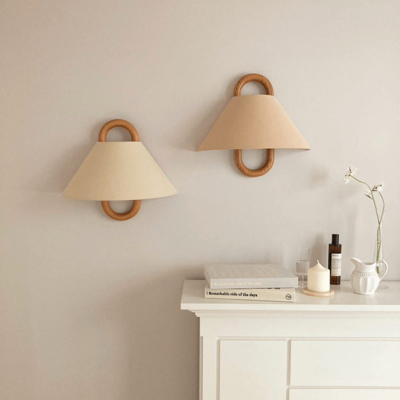 Wall Sconce | Pleated Fabric Shade & Solid Birch Base