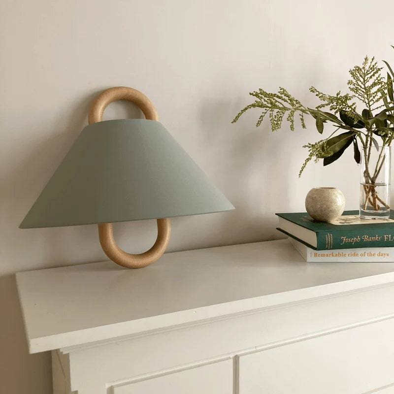 Wall Sconce | Pleated Fabric Shade & Solid Birch Base