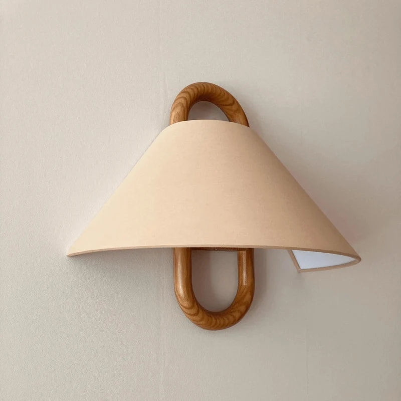 Wall Sconce | Pleated Fabric Shade & Solid Birch Base