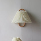 Wall Sconce | Pleated Fabric Shade & Solid Birch Base