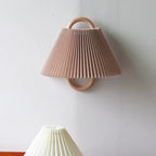 Wall Sconce | Pleated Fabric Shade & Solid Birch Base