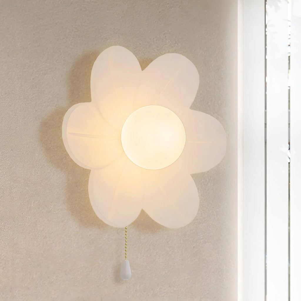 Wall Sconce | Resin Floral Design & Metal Glass Accents | 24 cm Diameter