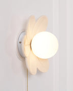 Wall Sconce | Resin Floral Design & Metal Glass Accents | 24 cm Diameter