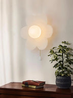 Wall Sconce | Resin Floral Design & Metal Glass Accents | 24 cm Diameter