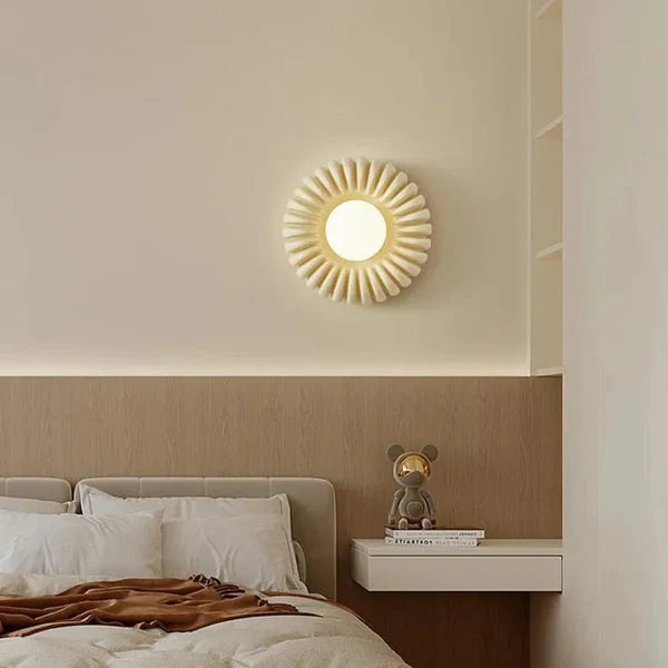 Wall Sconce | Resin Sunburst Design & Ambient Glow | 24 cm Diameter