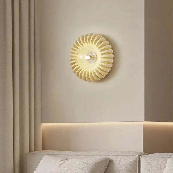 Wall Sconce | Resin Sunburst Design & Ambient Glow | 24 cm Diameter