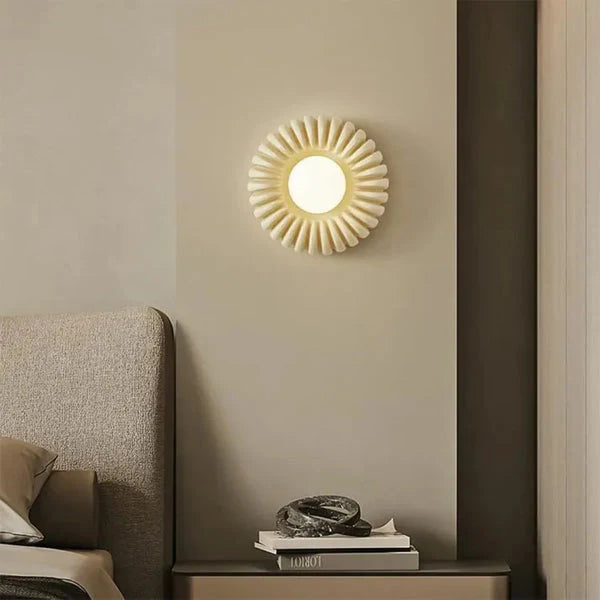 Wall Sconce | Resin Sunburst Design & Ambient Glow | 24 cm Diameter