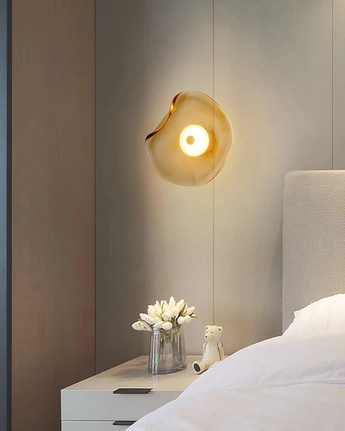 Wall Sconce | Round Glass Globe & Integrated Warm White LED | Dia 25 cm