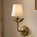 Wall Sconce | Rustic Botanical Forged Iron & Linen Shade