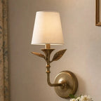 Wall Sconce | Rustic Botanical Forged Iron & Linen Shade