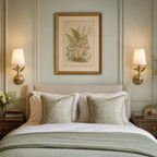 Wall Sconce | Rustic Botanical Forged Iron & Linen Shade