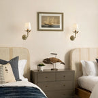 Wall Sconce | Rustic Botanical Forged Iron & Linen Shade