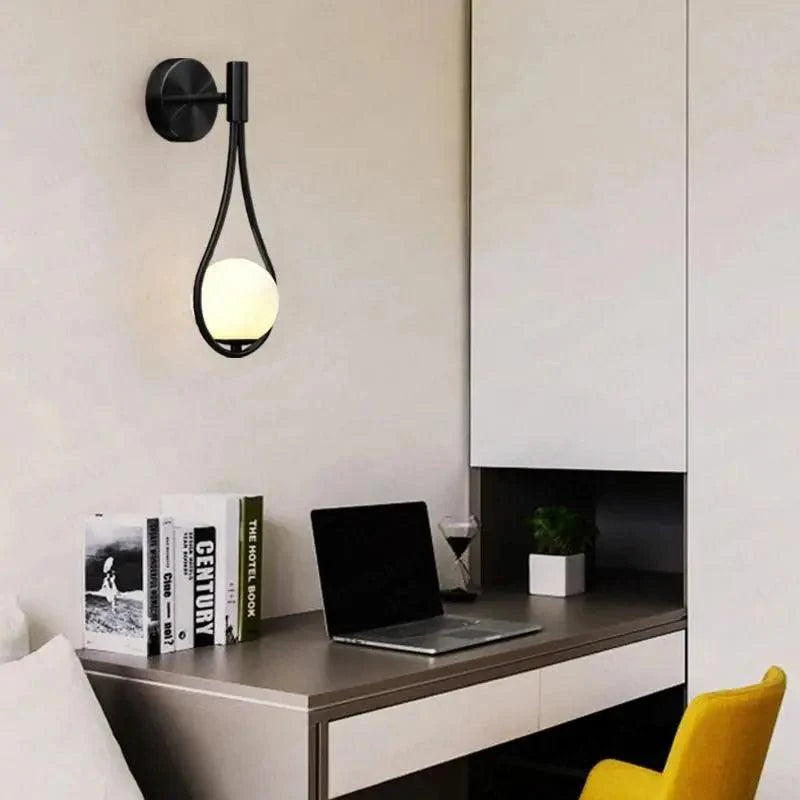 Wall Sconce | Teardrop Frosted Glass Globe & Warm LED
