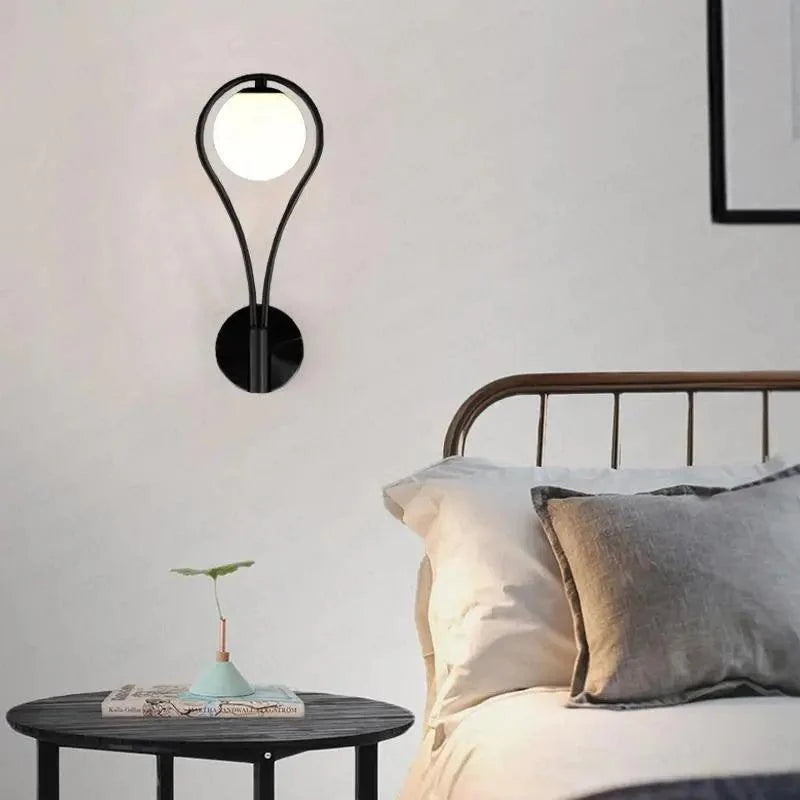 Wall Sconce | Teardrop Frosted Glass Globe & Warm LED