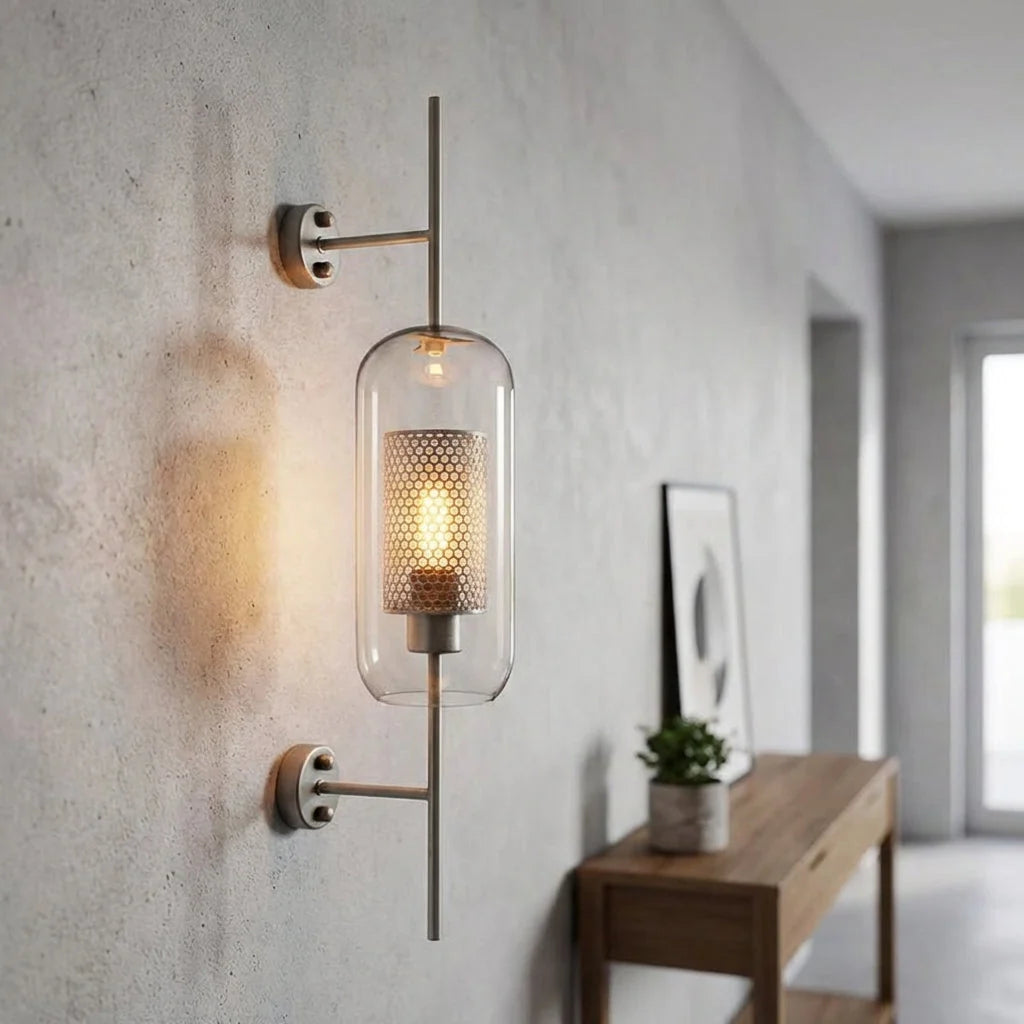 Wall Sconce | Transparent Glass & Gold Finish | Integrated LED