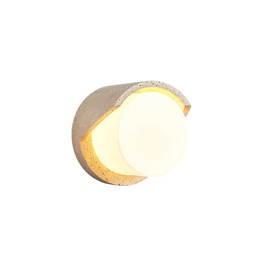 Wall Sconce | Travertine Body & Glass Shade | G9 Lamp Holder