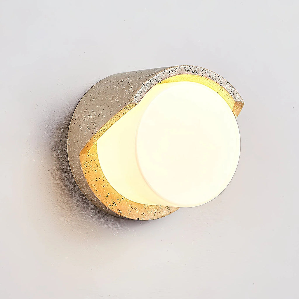 Wall Sconce | Travertine Body & Glass Shade | G9 Lamp Holder