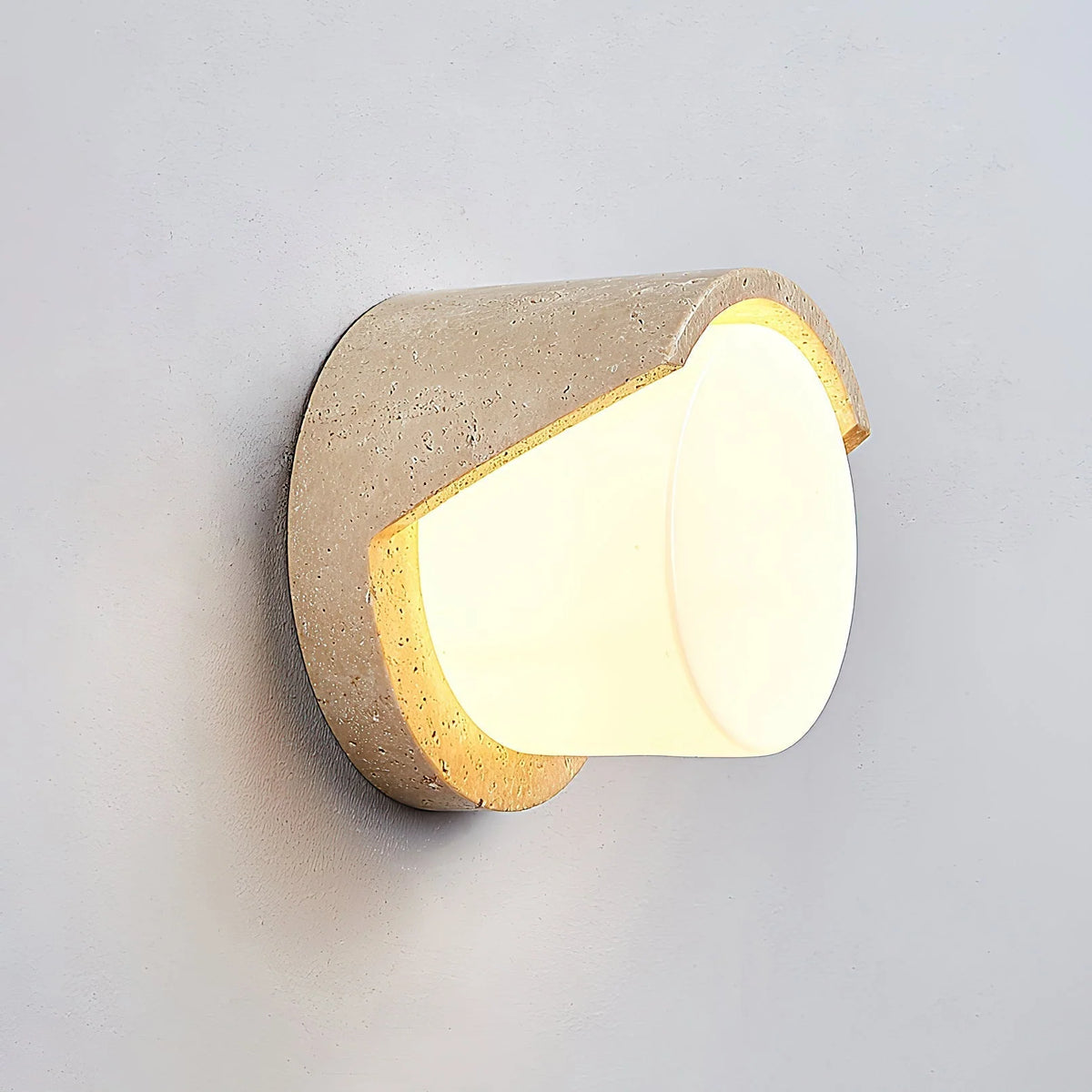 Wall Sconce | Travertine Body & Glass Shade | G9 Lamp Holder