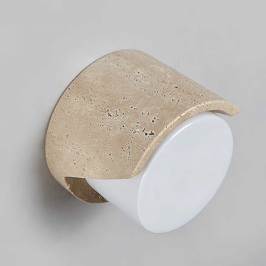 Wall Sconce | Travertine Body & Glass Shade | G9 Lamp Holder
