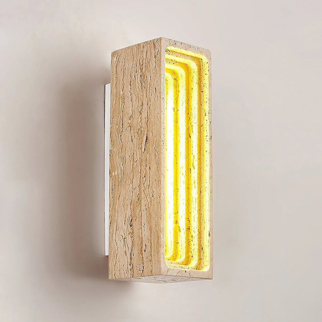 Wall Sconce | Travertine Body & Integrated LED | Moisture-Resistant IP20