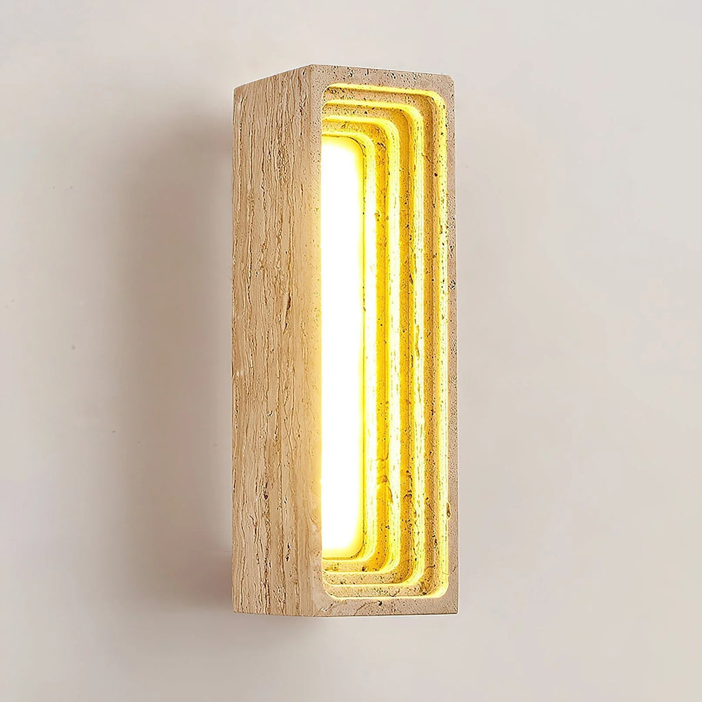 Wall Sconce | Travertine Body & Integrated LED | Moisture-Resistant IP20
