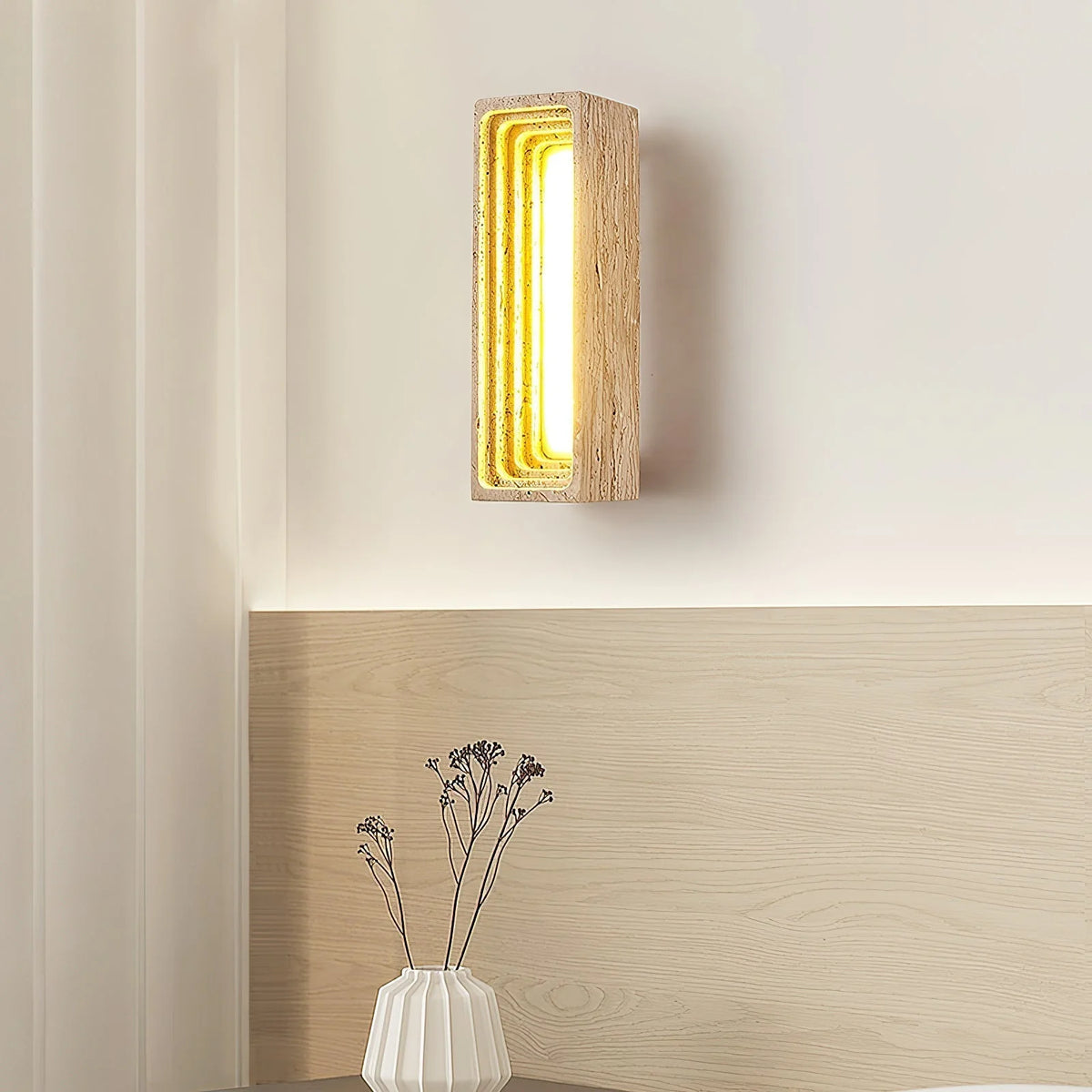 Wall Sconce | Travertine Body & Integrated LED | Moisture-Resistant IP20