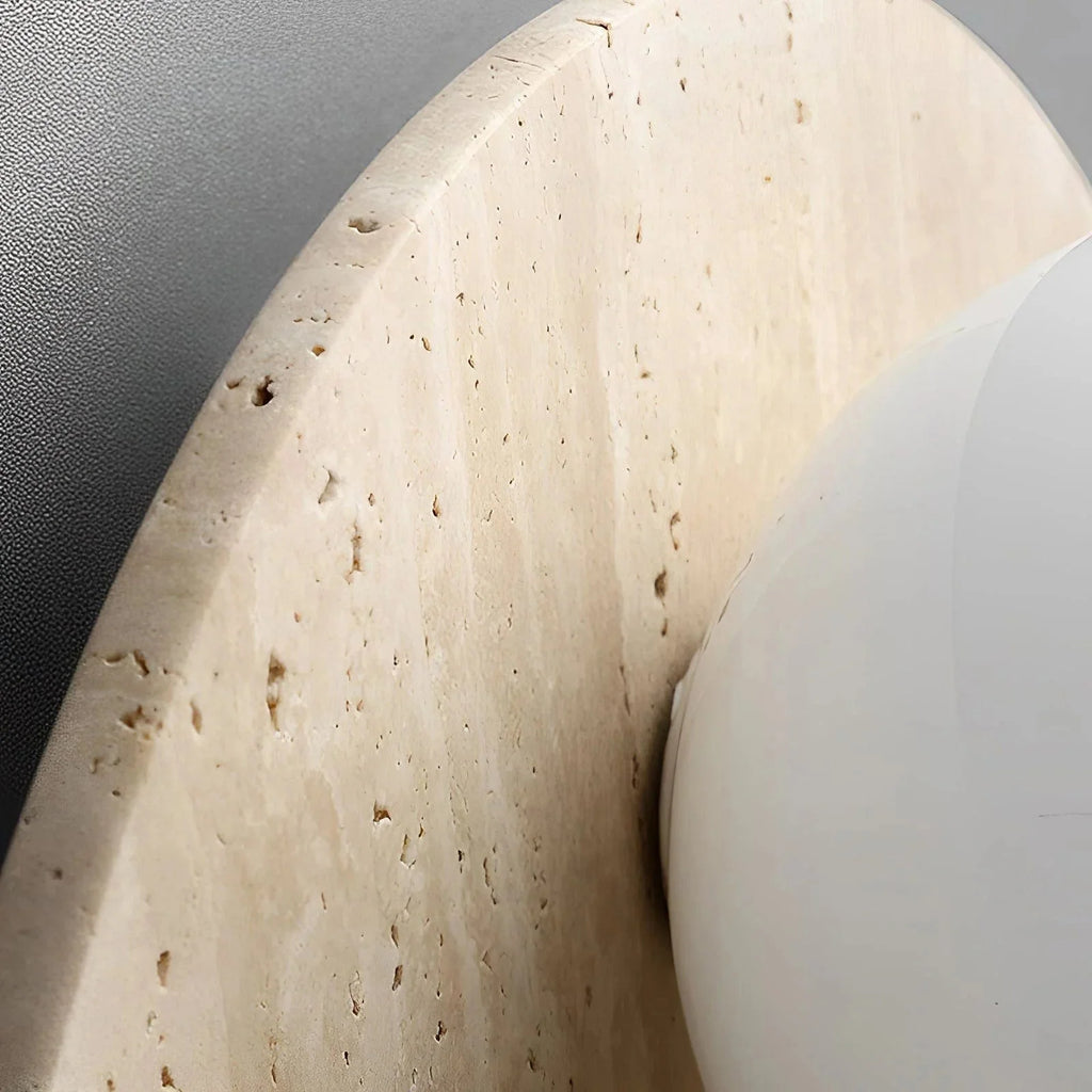 Wall Sconce | Travertine & Glass | 30 x 30 cm