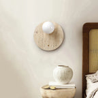 Wall Sconce | Travertine & Glass | 30 x 30 cm