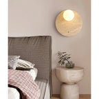 Wall Sconce | Travertine & Glass | 30 x 30 cm