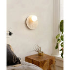 Wall Sconce | Travertine & Glass | 30 x 30 cm
